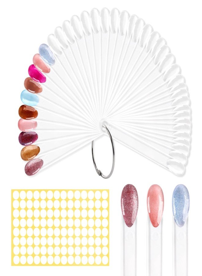 BQAN 50Pcs Nail Swatch Sticks with Ring, Nails Art Polish Display | Nail Practice Sticks | False Nails Sample Stick for Home or Salon Use - Image 1
